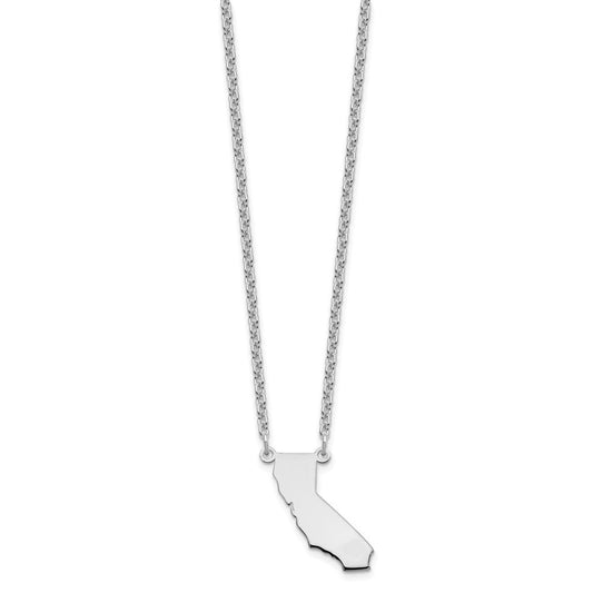 Sterling Silver/Rhodium-plated California State Necklace XNA706SS-CA