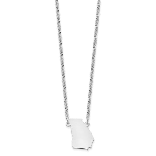 Sterling Silver/Rhodium-plated Georgia State Necklace XNA706SS-GA