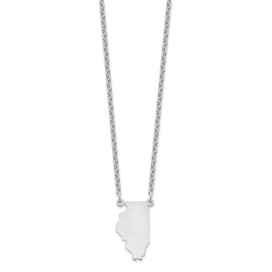 Sterling Silver/Rhodium-plated Illinois State Necklace XNA706SS-IL