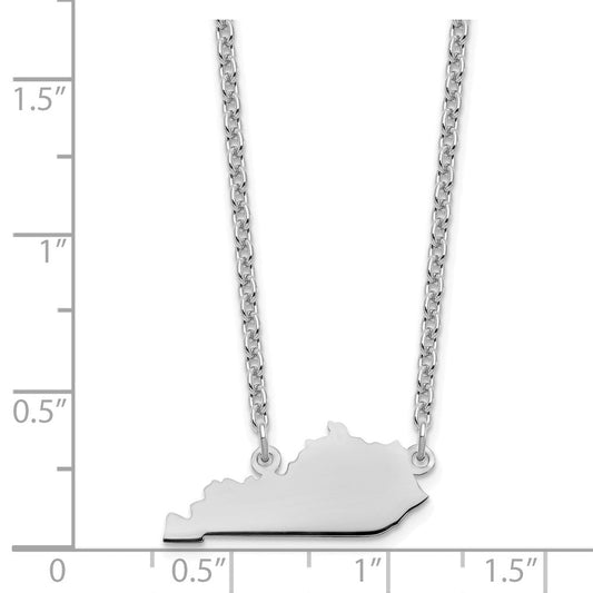 Sterling Silver/Rhodium-plated Kentucky State Necklace XNA706SS-KY