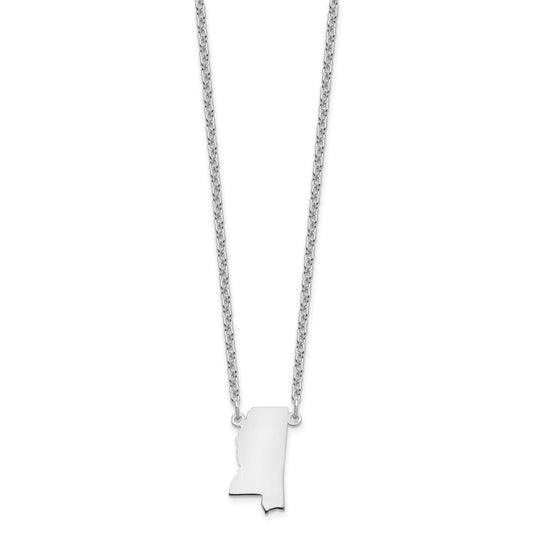 Sterling Silver/Rhodium-plated Mississippi State Necklace XNA706SS-MS