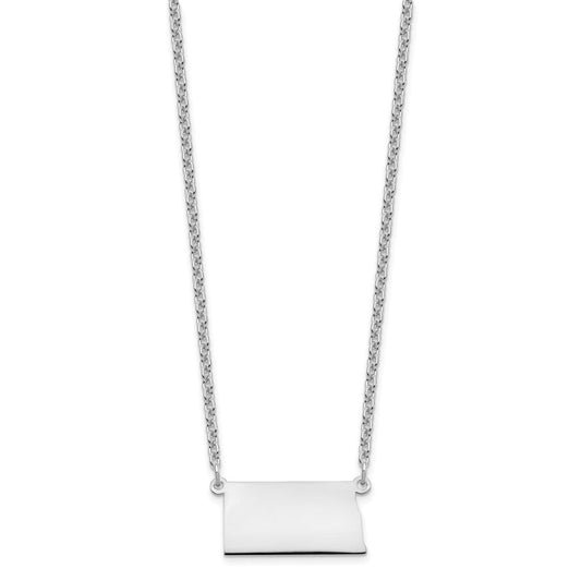 Sterling Silver/Rhodium-plated North Dakota State Necklace XNA706SS-ND