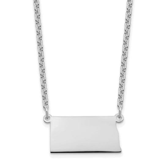 Sterling Silver/Rhodium-plated North Dakota State Necklace XNA706SS-ND