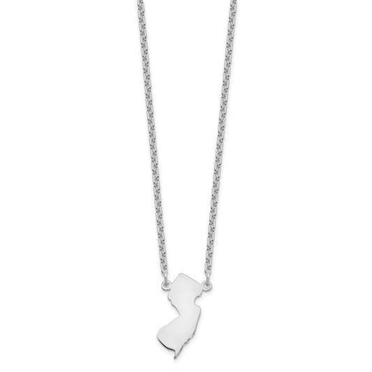 Sterling Silver/Rhodium-plated New Jersey State Necklace XNA706SS-NJ