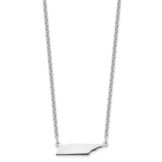 Sterling Silver/Rhodium-plated Tennessee State Necklace XNA706SS-TN