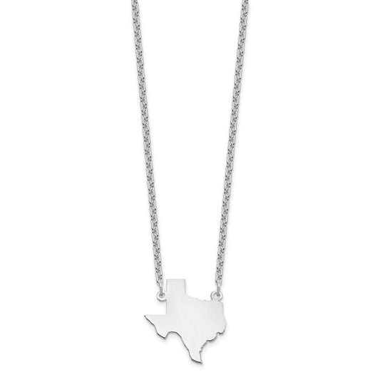 Sterling Silver/Rhodium-plated Texas State Necklace XNA706SS-TX