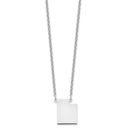Sterling Silver/Rhodium-plated Utah State Necklace XNA706SS-UT