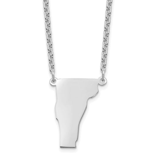 Sterling Silver/Rhodium-plated Vermont State Necklace XNA706SS-VT