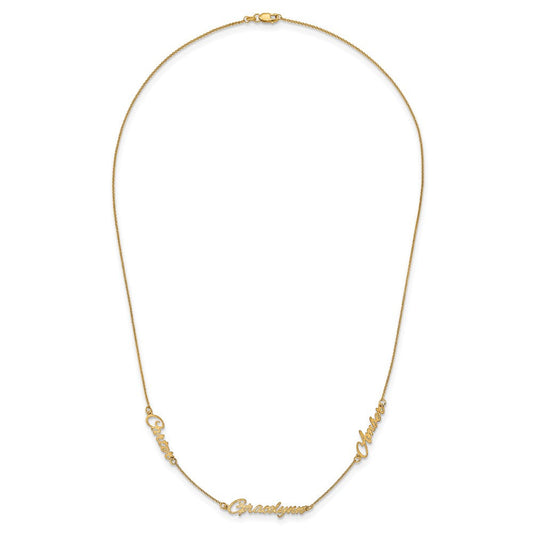 Sterling Silver/Gold-plated Brushed 3 Name Necklace XNA879GP
