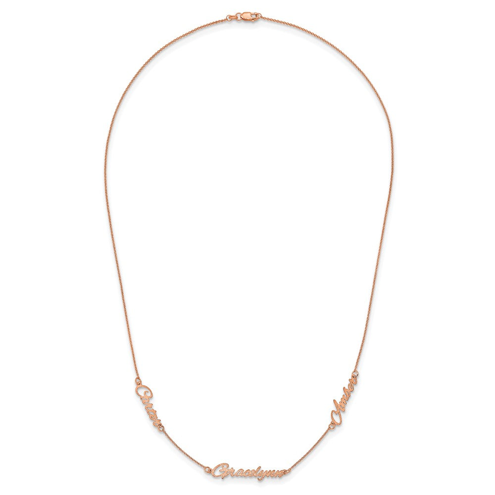 Sterling Silver/Rose-plated Brushed 3 Name Necklace XNA879RP