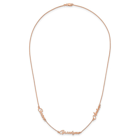 Sterling Silver/Rose-plated Brushed 3 Name Necklace XNA879RP