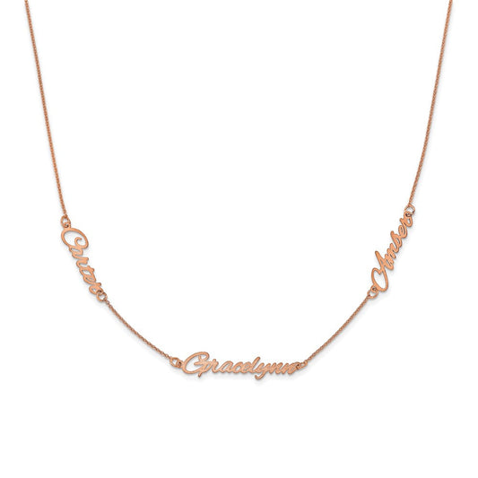 Sterling Silver/Rose-plated Brushed 3 Name Necklace XNA879RP