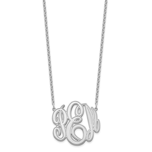 Sterling Silver/Rhodium-plated Etched Monogram Necklace XNA889SS