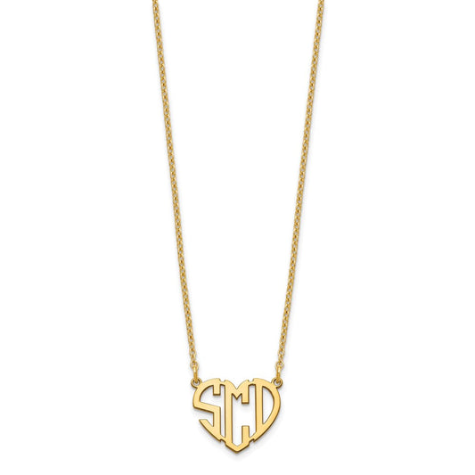 Sterling Silver/Gold-plated Heart Monogram Necklace XNA895GP