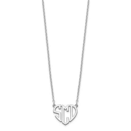 Sterling Silver/Rhodium-plated Heart Monogram Necklace XNA895SS