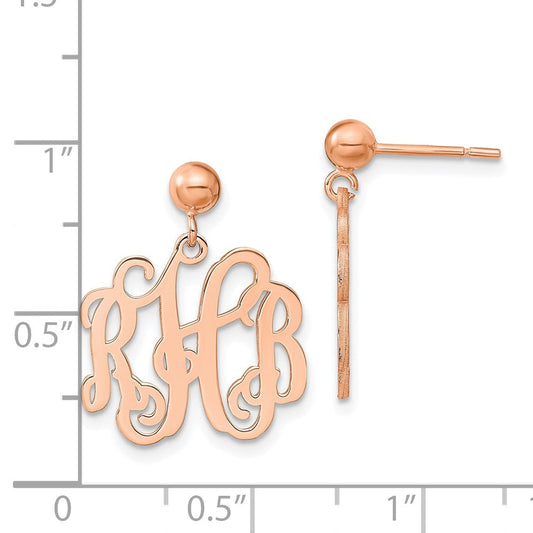 XNE19RP Sterling Silver/Rose-plated Monogram Post Dangle Earrings