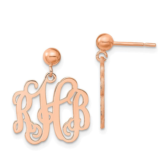 XNE19RP Sterling Silver/Rose-plated Monogram Post Dangle Earrings