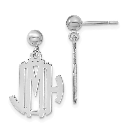 XNE21SS Sterling Silver/Rhodium-plated Monogram Dangle Earrings