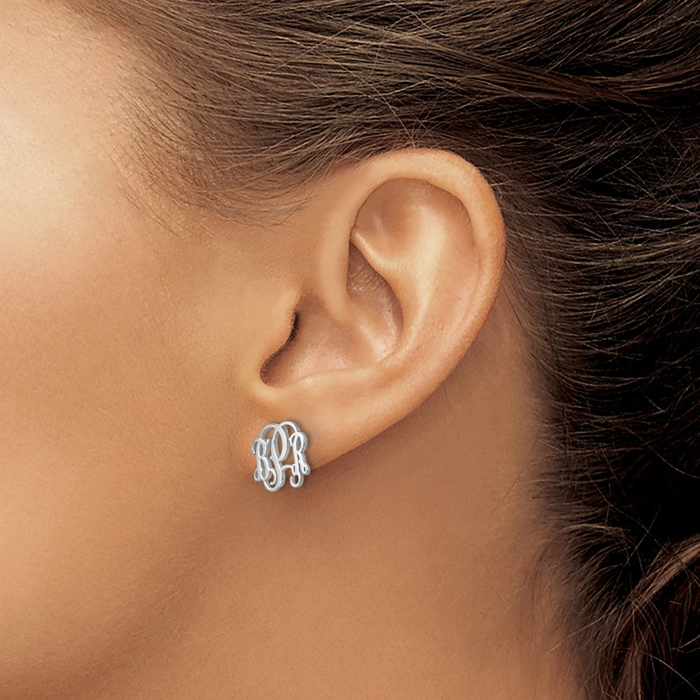 XNE23SS Sterling Silver/Rhodium-plated Monogram Post Earrings