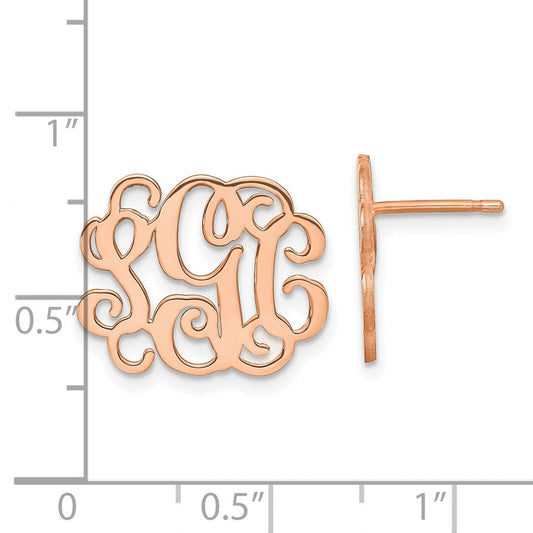 XNE25RP Sterling Silver/Rose-plated Monogram Post Earrings
