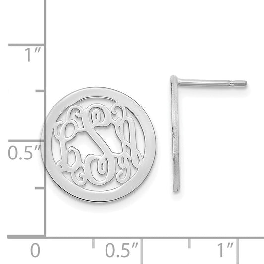 XNE30SS Sterling Silver/Rhodium-plated Round Monogram Post Earrings