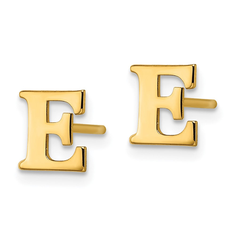 XNE46GP_E Sterling Silver Gold-plated Letter E Initial Post Earrings