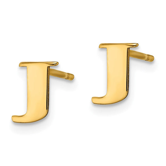 XNE46GP_J Sterling Silver Gold-plated Letter J Initial Post Earrings