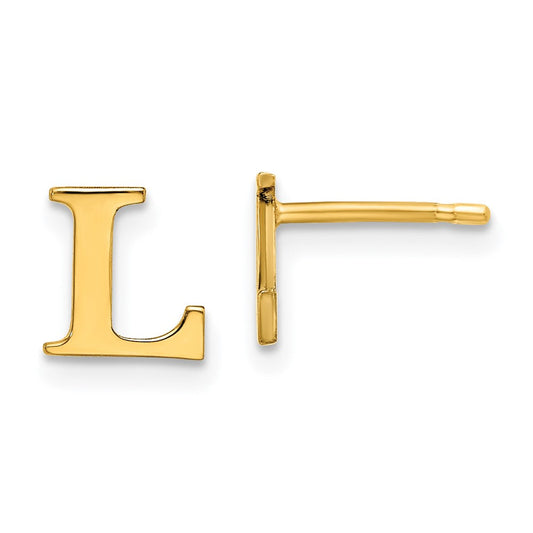 XNE46GP_L Sterling Silver Gold-plated Letter L Initial Post Earrings