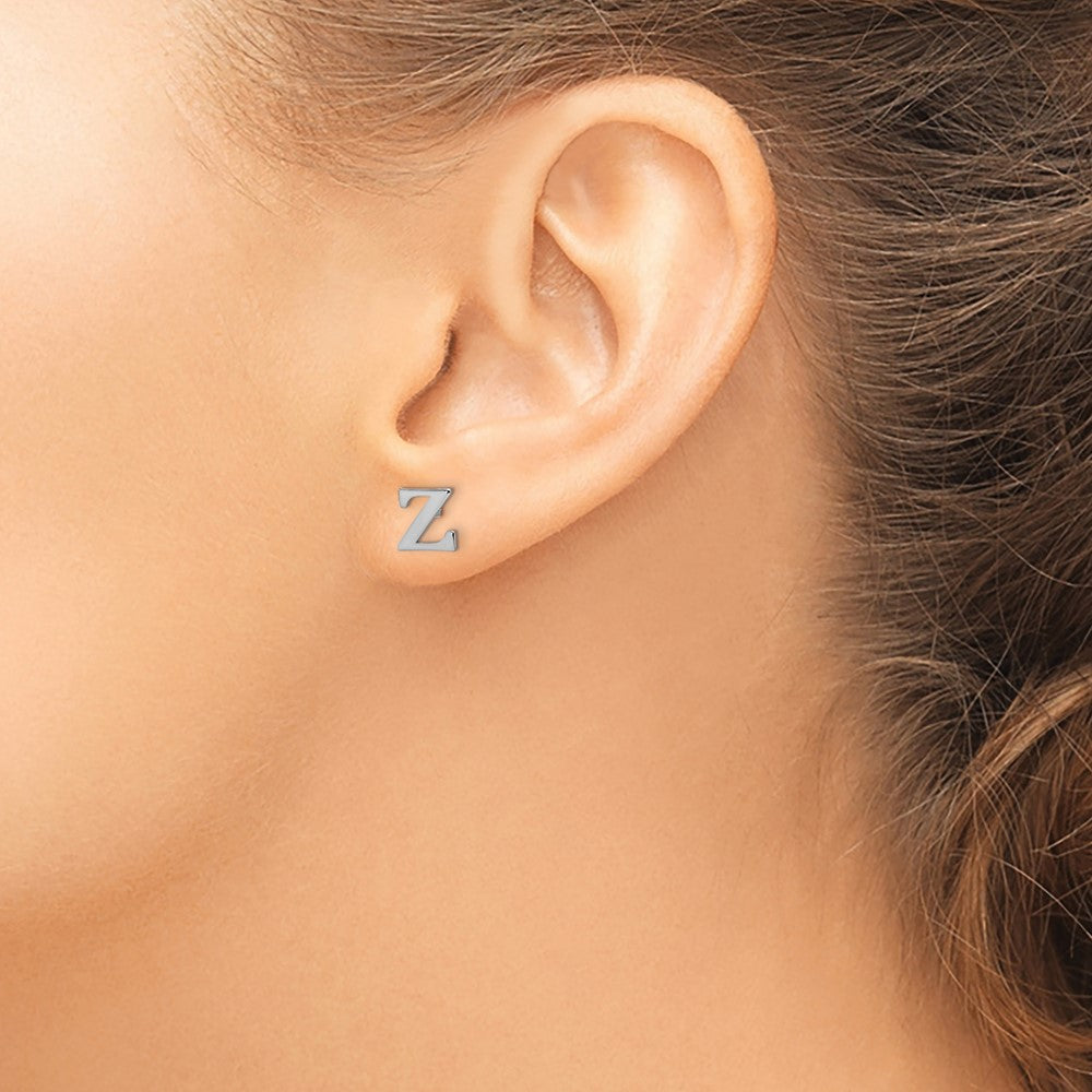 XNE46SS_Z Sterling Silver Rhodium-plated Letter Z Initial Post Earrings