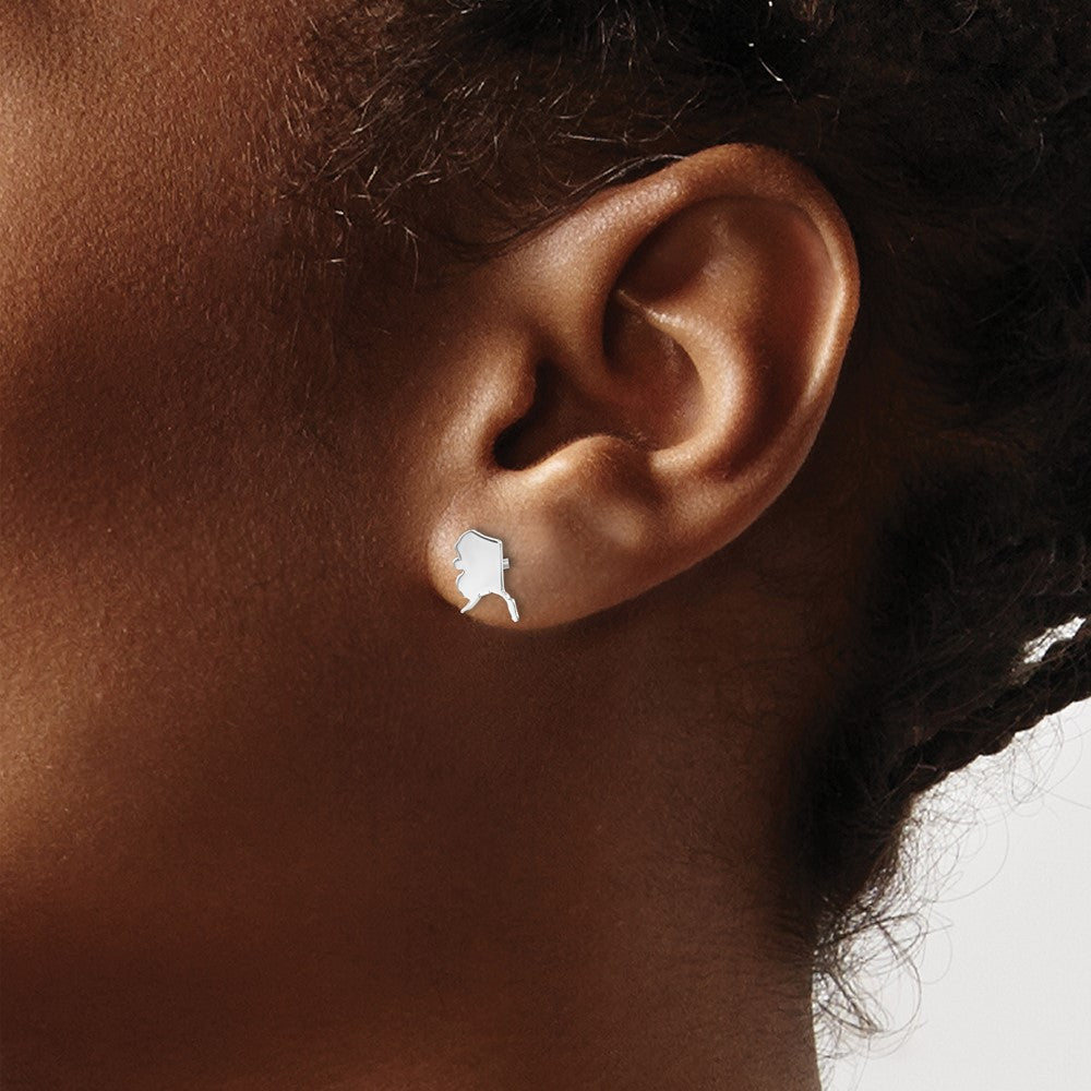 XNE50SS-AK Sterling Silver/Rhodium-plated Alaska State Earrings