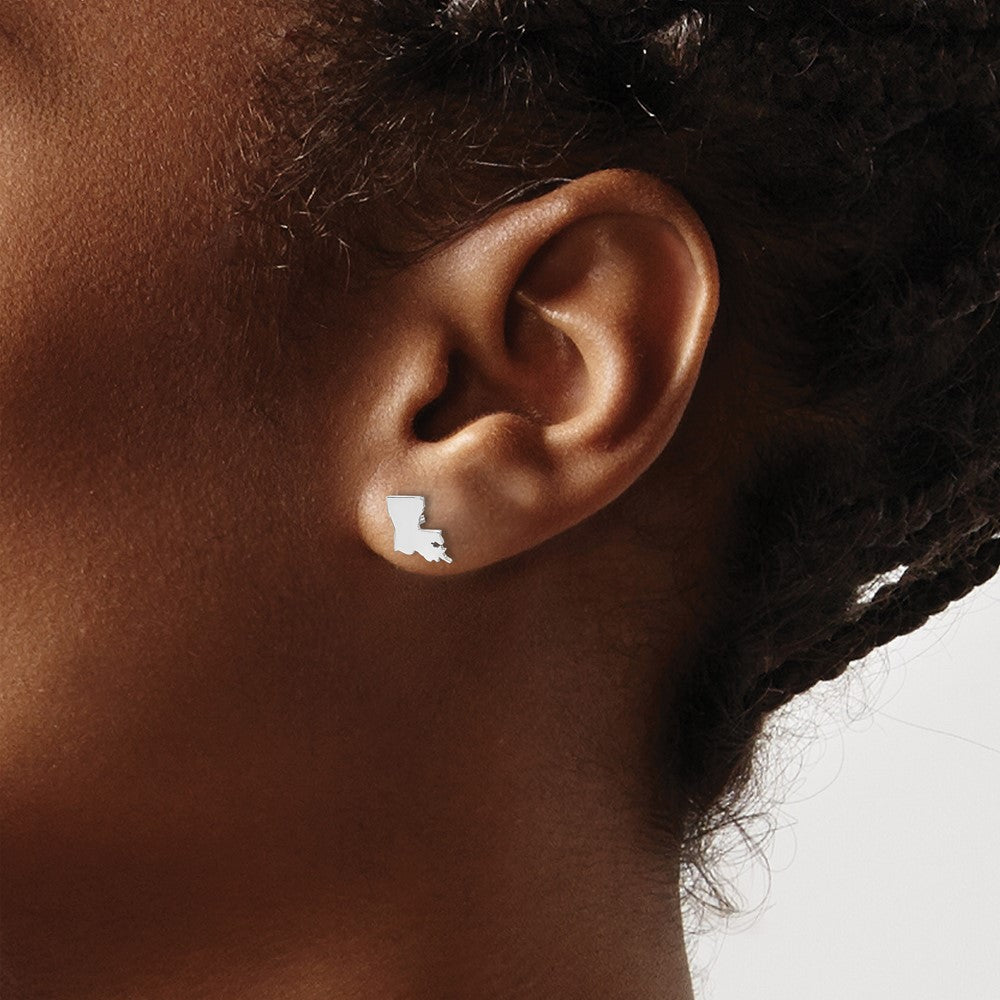 XNE50SS-LA Sterling Silver/Rhodium-plated Louisiana State Earrings