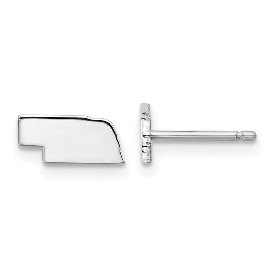 XNE50SS-NE Sterling Silver/Rhodium-plated Nebraska State Earrings