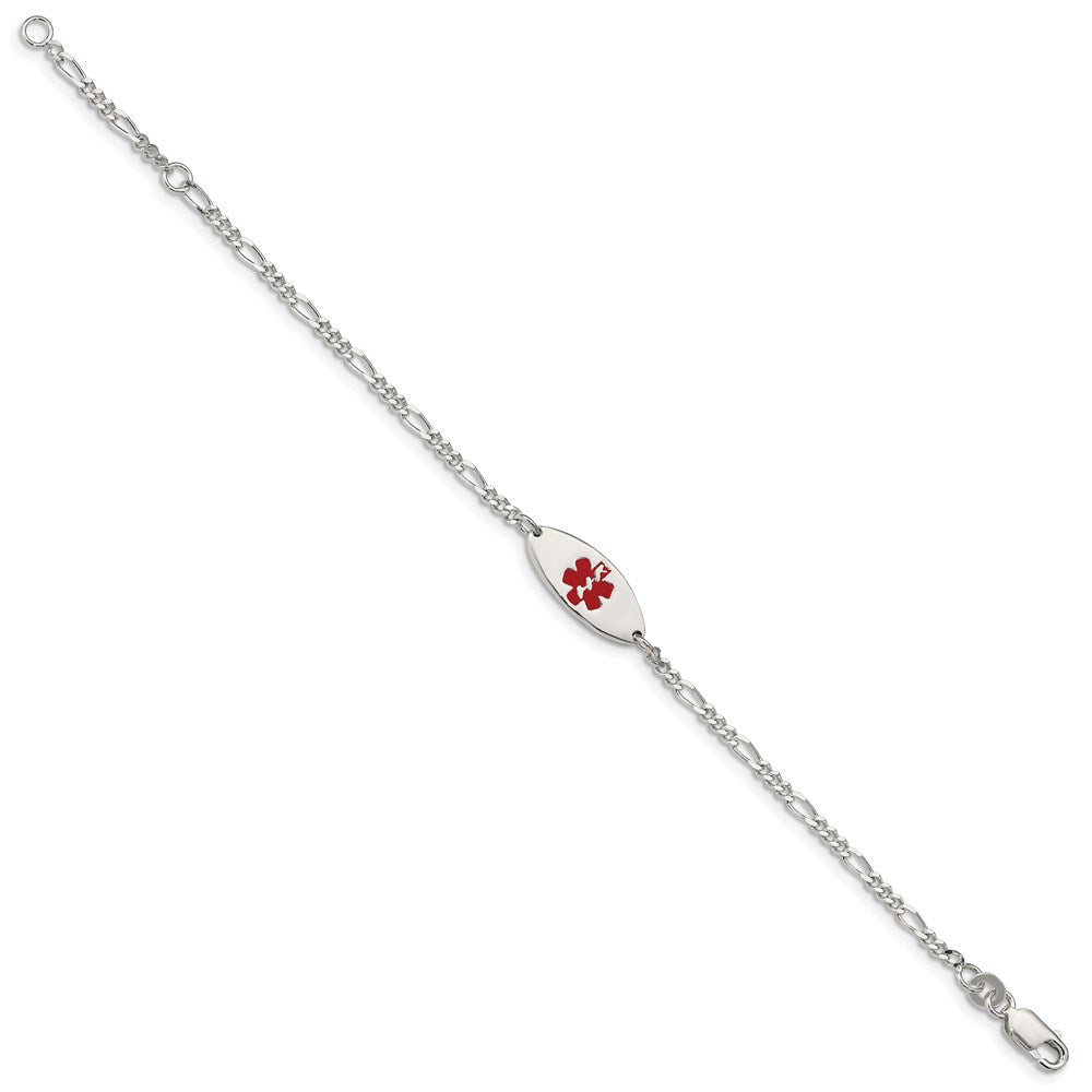Sterling Silver Rhodium-plated Enamel Medical Jewelry Bracelet XSM155