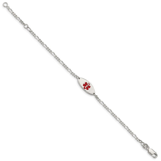 Sterling Silver Rhodium-plated Enamel Medical Jewelry Bracelet XSM155