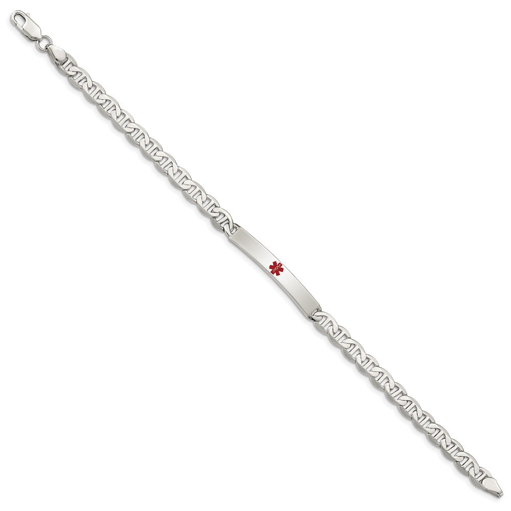Sterling Silver Polished Medical Anchor Link ID Bracelet XSM158