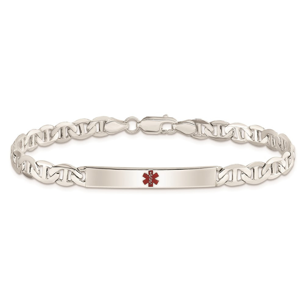 Sterling Silver Polished Medical Anchor Link ID Bracelet XSM158