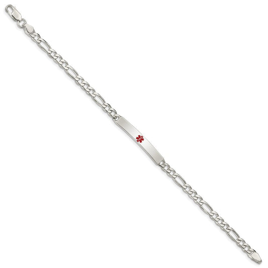Sterling Silver Polished Medical Figaro Anchor Link ID Bracelet XSM159