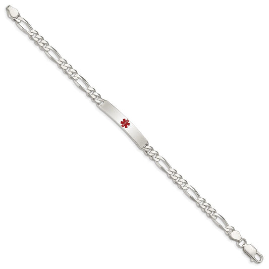 Sterling Silver Polished Medical Figaro Anchor Link ID Bracelet XSM160