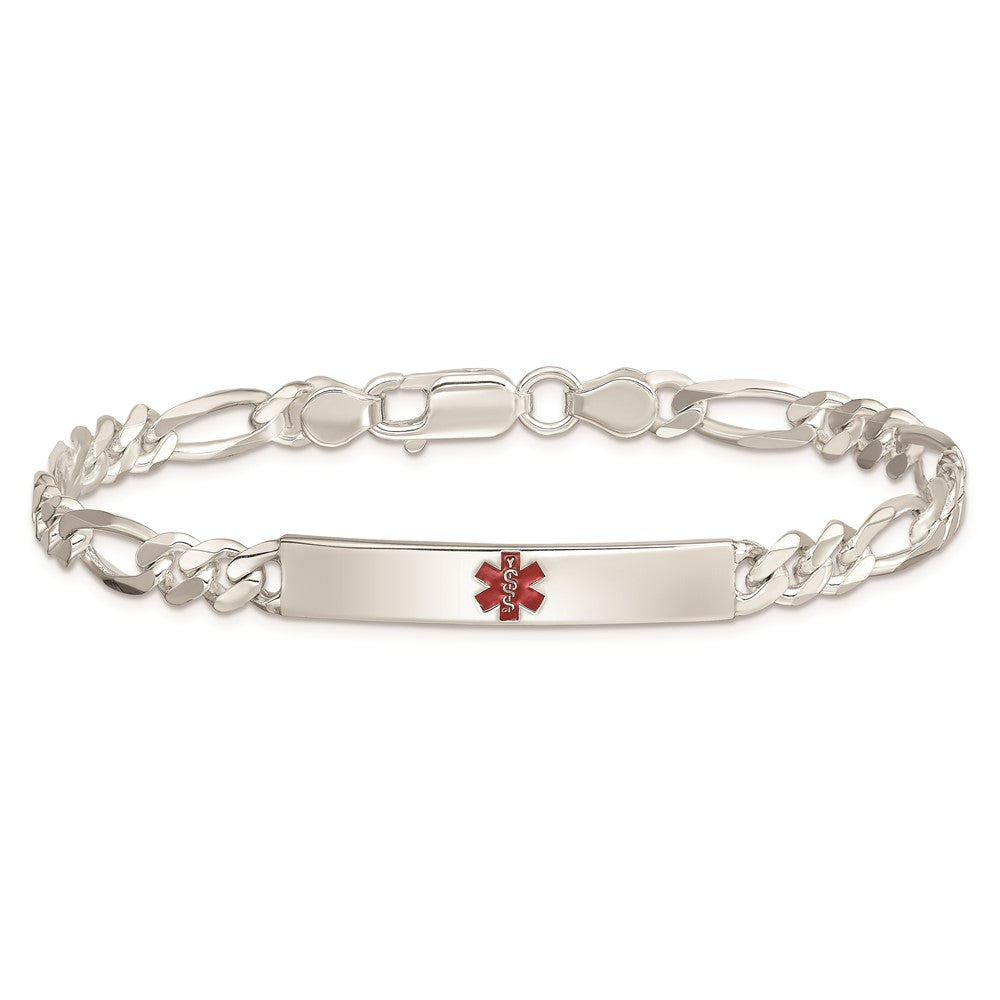 Sterling Silver Polished Medical Figaro Anchor Link ID Bracelet XSM160