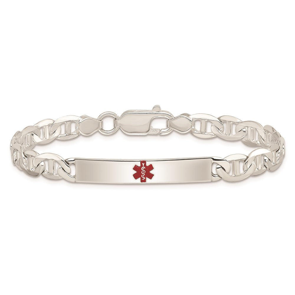 Sterling Silver Polished Medical Anchor Link ID Bracelet XSM161