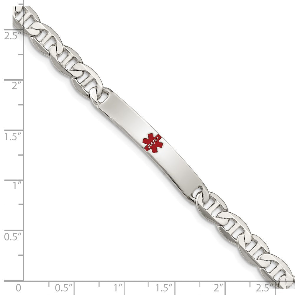 Sterling Silver Polished Medical Anchor Link ID Bracelet XSM161