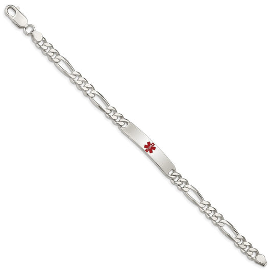 Sterling Silver Polished Medical Figaro Anchor Link ID Bracelet XSM162