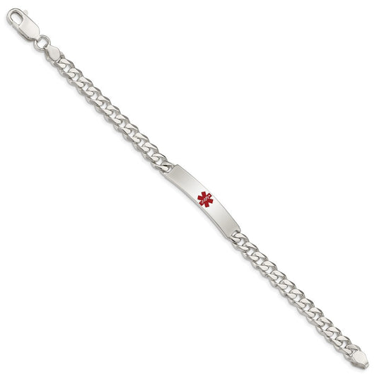 Sterling Silver Polished Medical Curb Link ID Bracelet XSM163