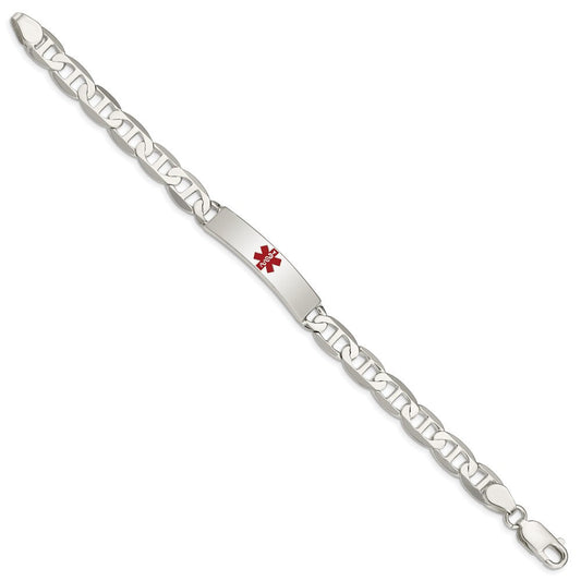 Sterling Silver Polished Medical Anchor Link ID Bracelet XSM165