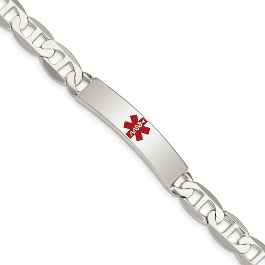 Sterling Silver Polished Medical Anchor Link ID Bracelet XSM165