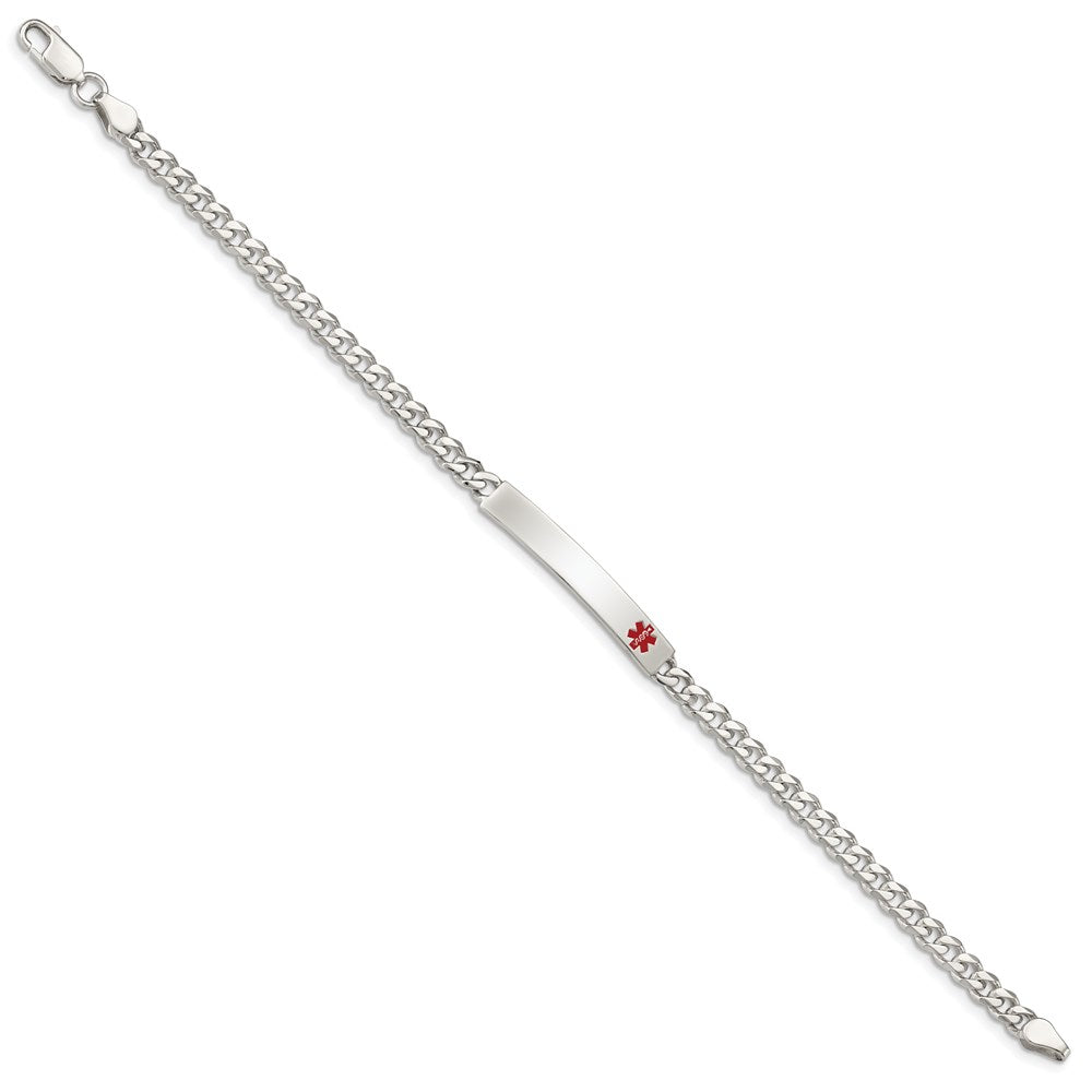 Sterling Silver Polished Medical Curb Link ID Bracelet XSM166