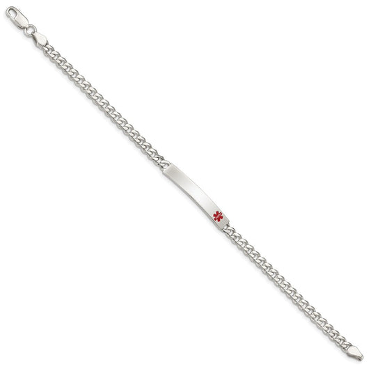 Sterling Silver Polished Medical Curb Link ID Bracelet XSM166