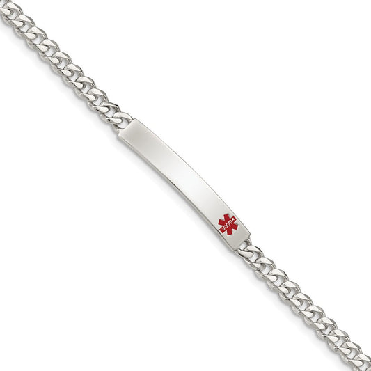 Sterling Silver Polished Medical Curb Link ID Bracelet XSM166