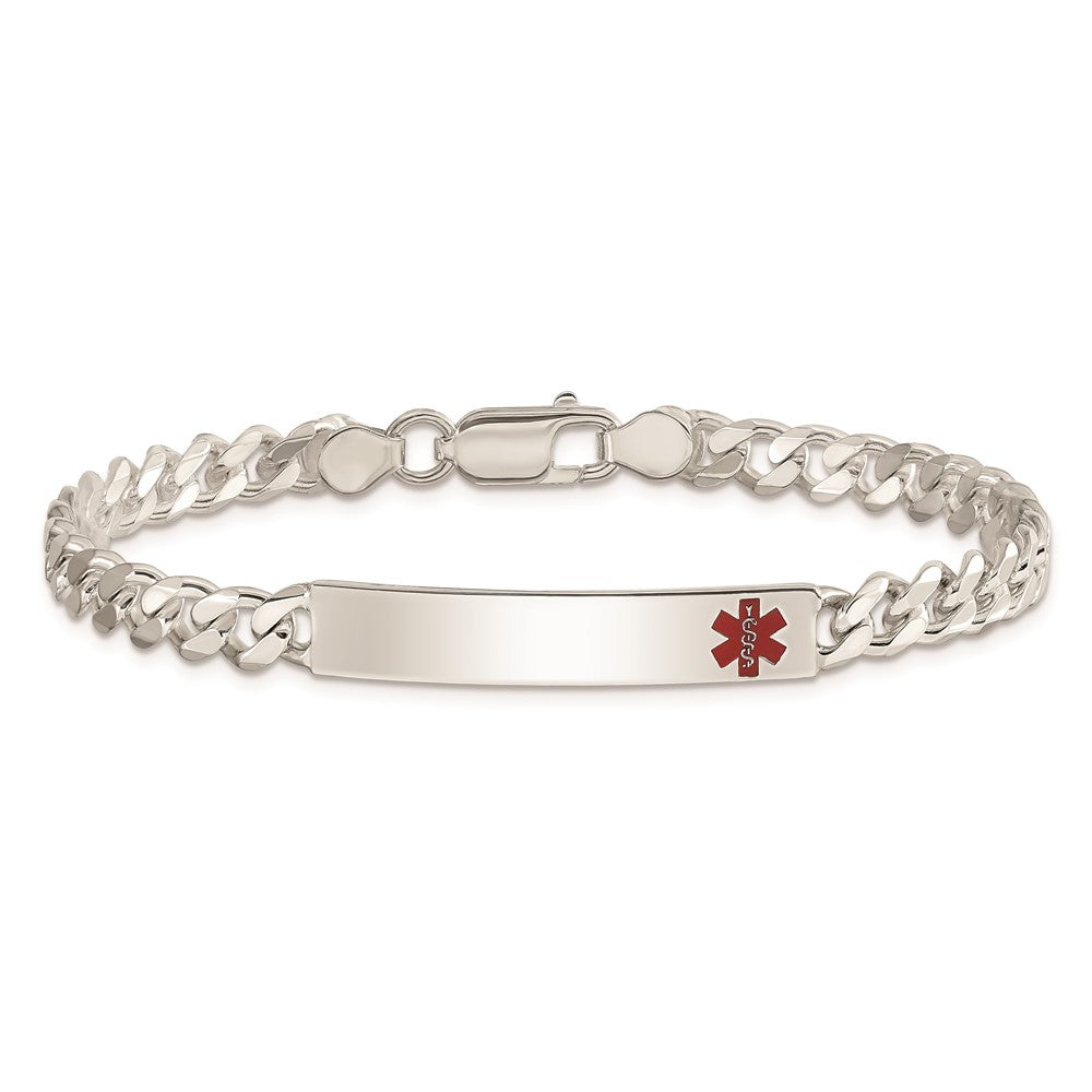 Sterling Silver Polished Medical Curb Link ID Bracelet XSM167