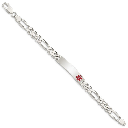 Sterling Silver Polished Medical Figaro Anchor Link ID Bracelet XSM170